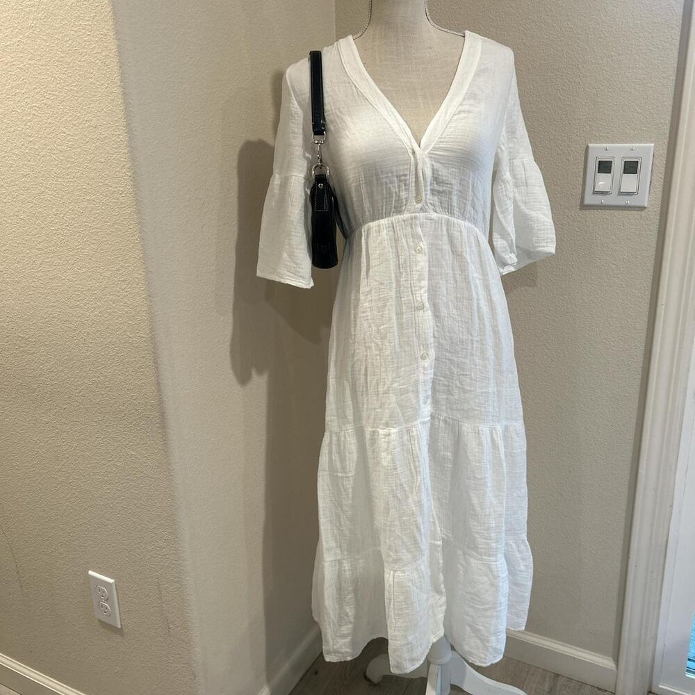 SAKS FIFTH AVENUE white cotton maxi dress. Size XS